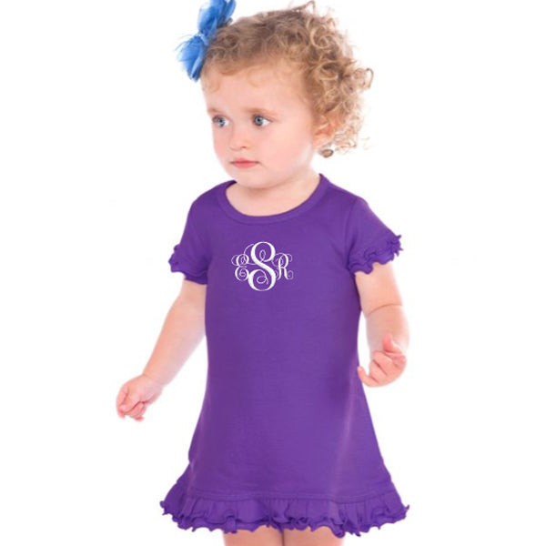 Monogrammed Girl's A-Line Dress Grape Discontinued Discontinued