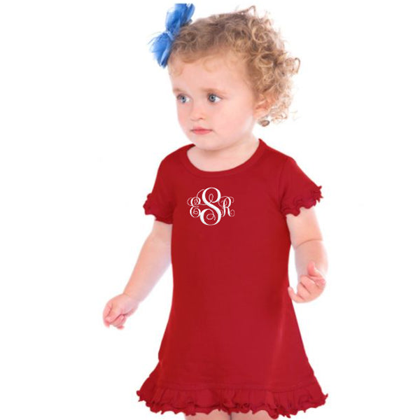 Monogrammed A-Line Dress Red Monogrammed Apparel Kavio