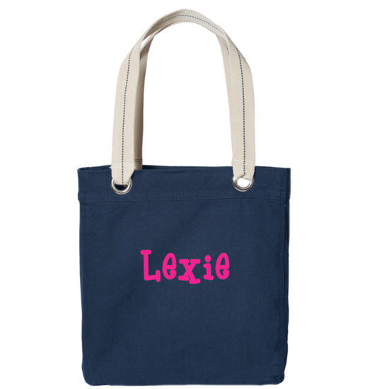 Personalized Allie Tote   Navy Discontinued San Mar   