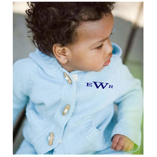 Cardigan Knit Hoodie - Blue Monogrammed Apparel Beba Bean