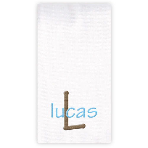 Embroidered Burp Cloth  Name & Initial  Brown & Light Blue Burp Cloths Moonbeam Baby