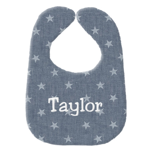 Personalized Bib Chambray Stars Bibs Moonbeam Baby