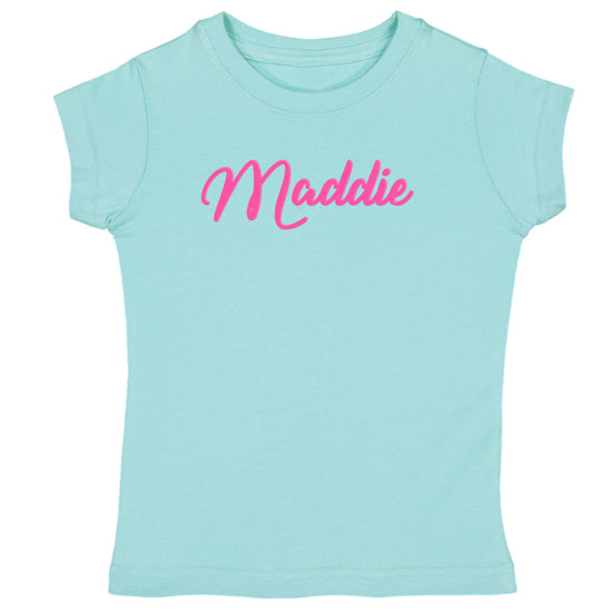 Personalized Girl's Name Tee Chill Aqua Click for Options Personalized Printed Tees Kristi
