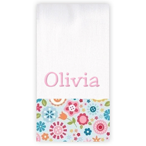 Personalized Burp Cloth  Dandy Floral Blue Discontinued Discontinued