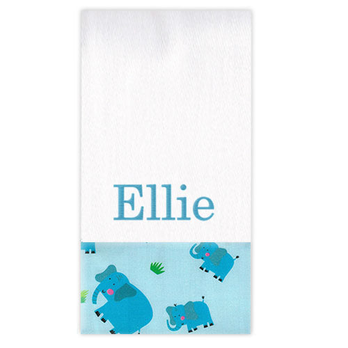 Personalized Burp Cloth  Blue Elephants Burp Cloths Moonbeam Baby