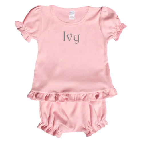 Personalized Girl's Bloomer/Shirt Set   Pink Monogrammed Apparel Monag   