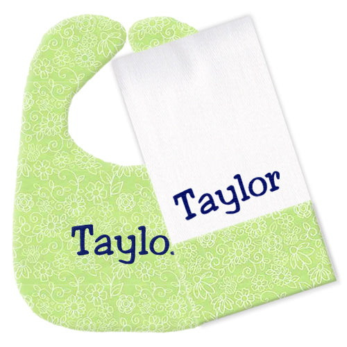 Monogrammed Bib/Burp Set Birds & Bees Bib & Burp Sets Moonbeam Baby