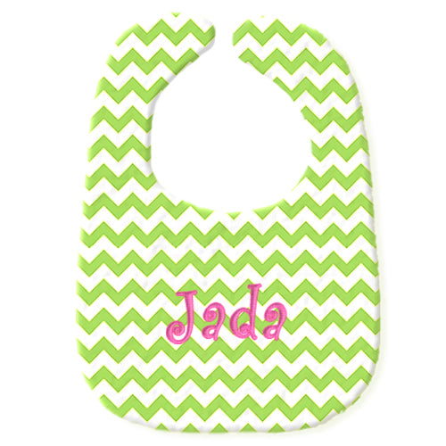 Personalized Bib  Lime Green Chevrons Bibs Moonbeam Baby