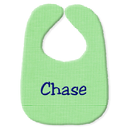 Personalized Bib  Green Gingham Bibs Moonbeam Baby