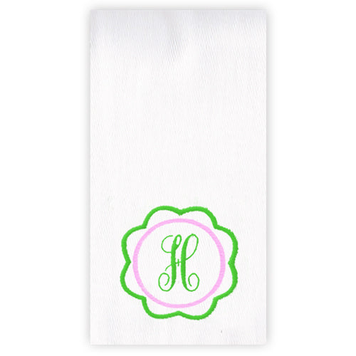 Embroidered Burp Cloth Flower Frame Light Pink and Green Burp Cloths Moonbeam Baby