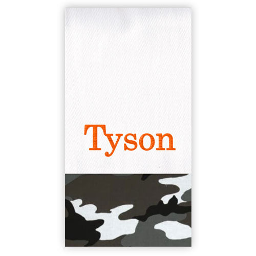 Personalized Burp Cloth  Grey Camo Burp Cloths Moonbeam Baby