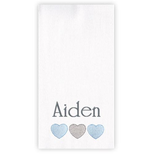 Personalized Burp Cloth  Much Love  Light Blue Burp Cloths Moonbeam Baby