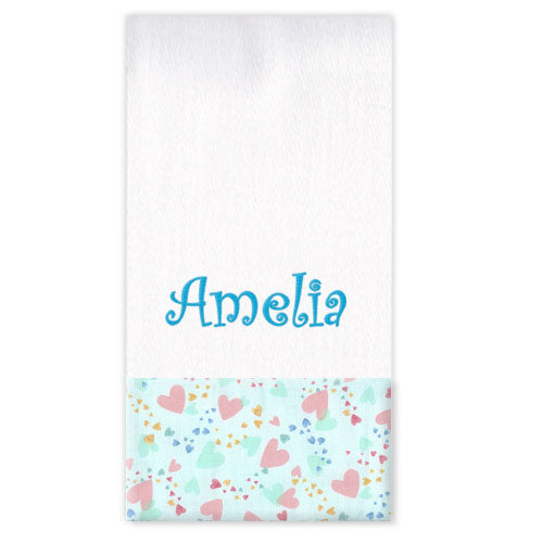 Personalized Burp Cloth   Unicorn Hearts Burp Cloths Moonbeam Baby