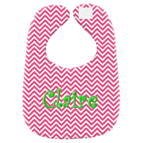 Personalized Bib Hot Pink Chevrons Bibs Moonbeam Baby