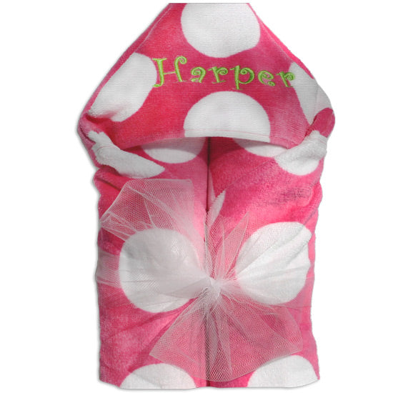 Hooded Beach Towel Hot Pink White Dots Hooded Towels Moonbeam Baby