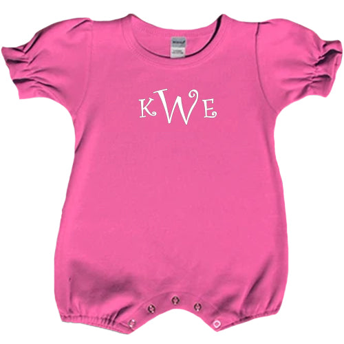 Personalized Girl's Hot Pink Romper Monogrammed Apparel Monag