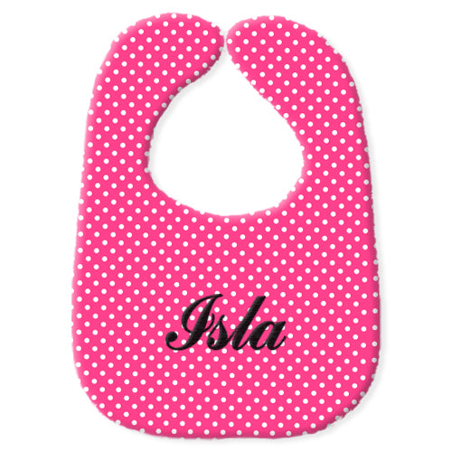 Personalized Bib  Hot Pink White Dots Discontinued Discontinued