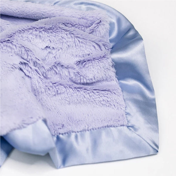 Personalized Baby Blanket (Mini 15x20) Lush Lavender Satin Trim Baby Blankets Saranoni