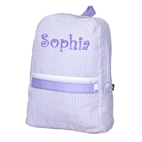 Personalized Backpack by Mint Lilac Seersucker