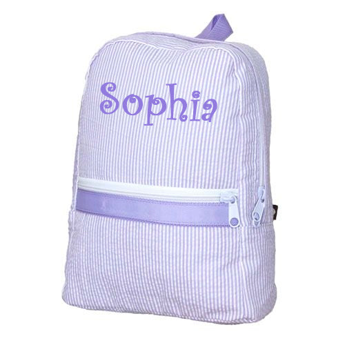 Personalized Backpack by Mint  Lilac Seersucker Backpacks and Lunch Boxes Mint   