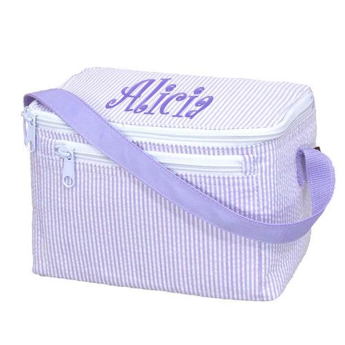 Personalized Lunch Box by Mint  Lilac Seersucker Backpacks and Lunch Boxes Mint   