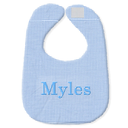 Personalized Bib  Light Blue Gingham Bibs Moonbeam Baby