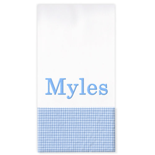 Personalized Burp Cloth Light Blue Gingham Burp Cloths Moonbeam Baby