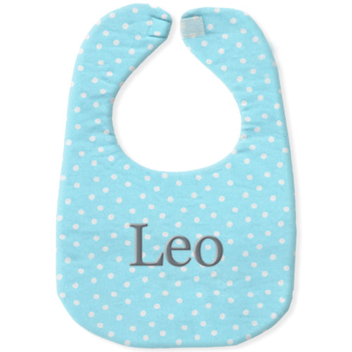 Personalized Bib  Light Blue White Dots Bibs Moonbeam Baby