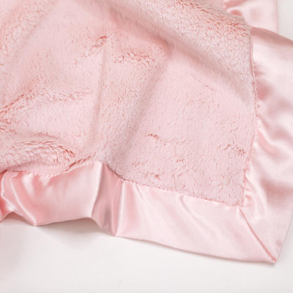 Personalized Baby Blanket (Mini 15x20) Lush Light Pink Satin Trim Baby Blankets Saranoni