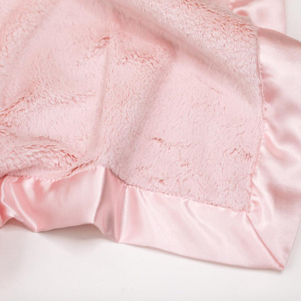 Personalized Baby Blanket (Mini 15x20)  Lush Light Pink Satin Trim Baby Blankets Saranoni   