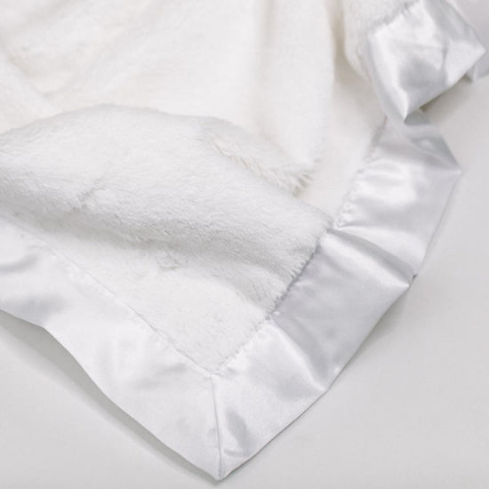 Personalized Baby Blanket (Mini 15x20) Lush White Satin Trim Baby Blankets OOS Discontinued