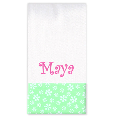 Personalized Burp Cloth  Mint Daisy Burp Cloths Moonbeam Baby