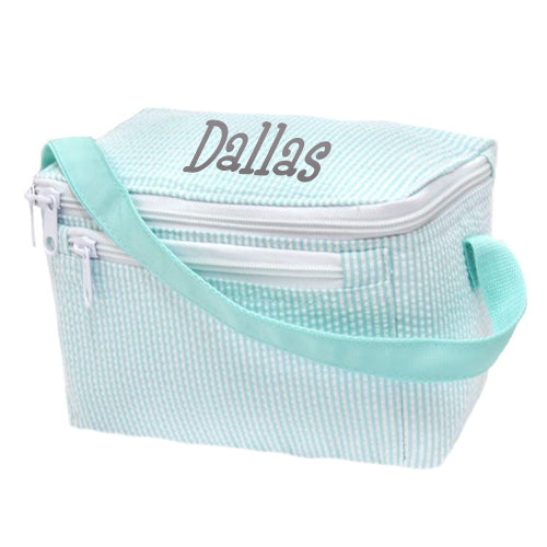 Personalized Lunch Box by Mint Mint Seersucker Backpacks and Lunch Boxes Mint