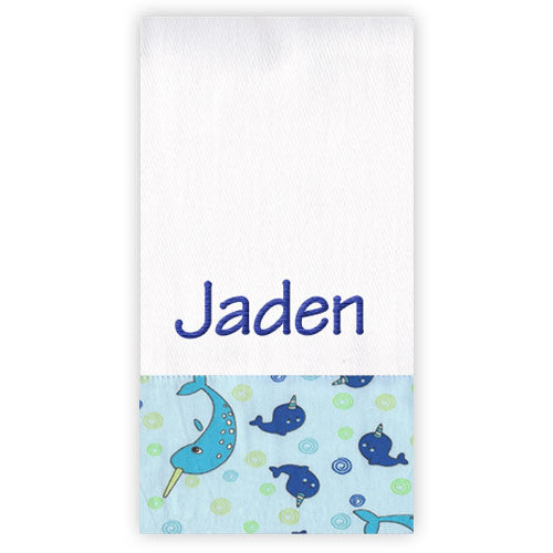 Personalized Burp Cloth Narwhals Burp Cloths Moonbeam Baby