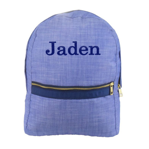 Personalized Backpack by Mint Navy Chambray Backpacks and Lunch Boxes Mint