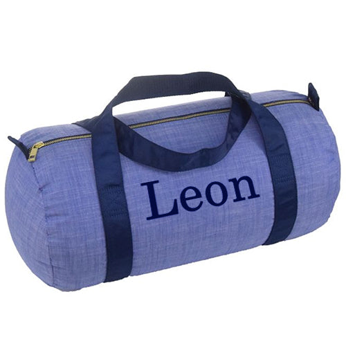 Personalized Duffel Bag by Mint Navy Chambray Discontinued Discontinued