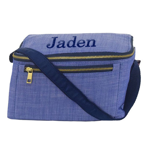 Personalized Lunch Box by Mint Navy Chambray Discontinued Mint