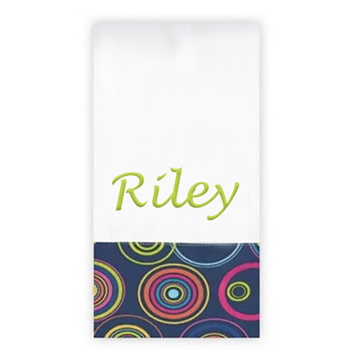 Personalized Burp Cloth   Color Wheel Navy Discontinued Moonbeam Baby