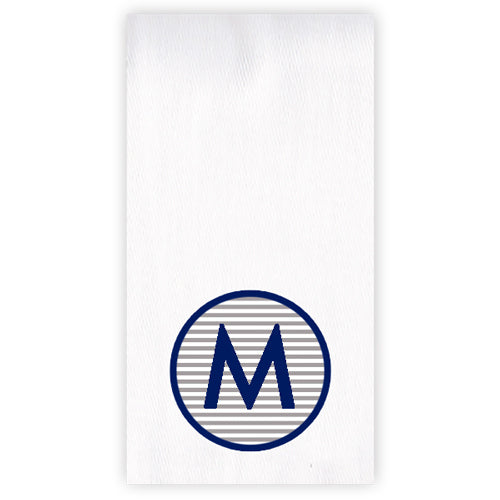 Applique Burp Cloth Navy & Grey Striped Circle Burp Cloths Moonbeam Baby