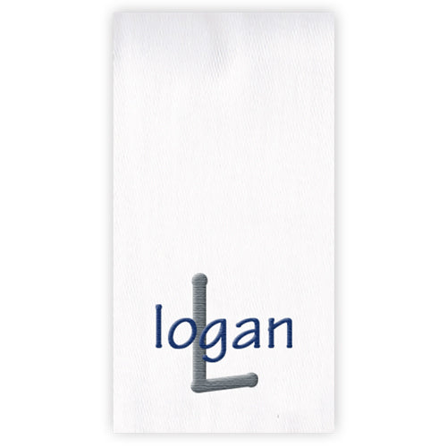 Embroidered Burp Cloth Name & Initial Grey & Navy Burp Cloths Moonbeam Baby