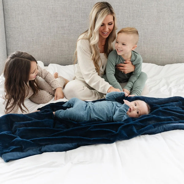 Personalized Baby Blanket Navy Lush Baby Blankets OOS Saranoni