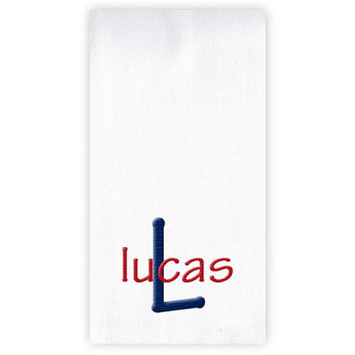 Embroidered Burp Cloth  Name & Initial Navy & Red Burp Cloths Moonbeam Baby   