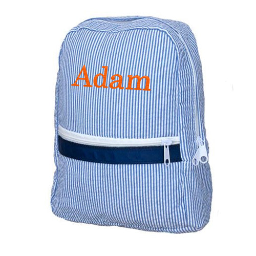 Personalized Backpack by Mint  Navy Seersucker Backpacks and Lunch Boxes Mint