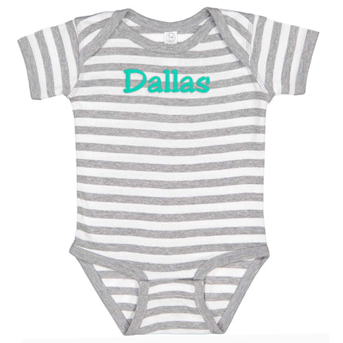 Personalized Onesie Heather Grey & White Stripes Discontinued SS Active