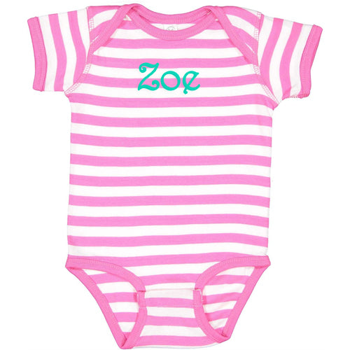 Personalized Onesie  Hot Pink & White Stripes Monogrammed Apparel SS Active   