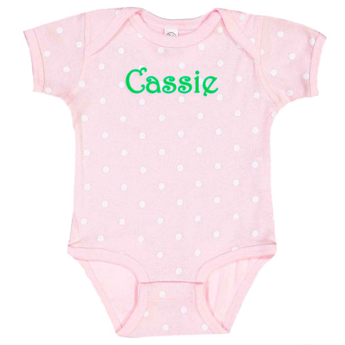 Personalized Baby Clothes Light Pink Dots Short Sleeve Baby