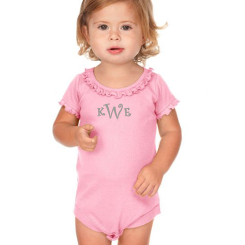 Personalized Onesie Sunflower Baby Pink Monogrammed Apparel Kavio