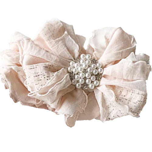 Ruffled Headband Bow by Rockin Royalty  Blush Gold Shimmer Discontinued Discontinued