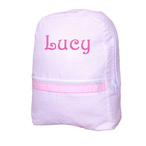 Personalized Backpack by Mint  Pink Seersucker Backpacks and Lunch Boxes Mint