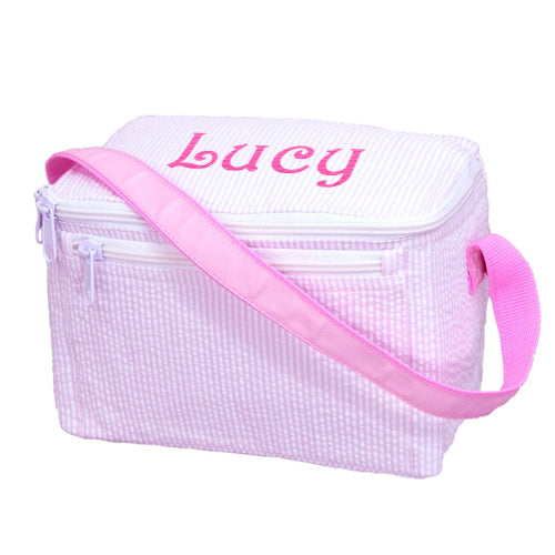 Personalized Lunch Box by Mint Pink Seersucker Backpacks and Lunch Boxes Mint